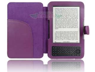Leather Cover Case For Ebook Reader  Kindle 3 Purple  