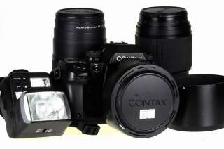 Contax N1 Film SLR Camera + 3 Lenses w/Hood + TLA 280 Flash Unit 