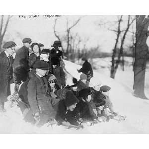  Children w/ Snow Sleds in Central Park NYC 8x10 Silver 