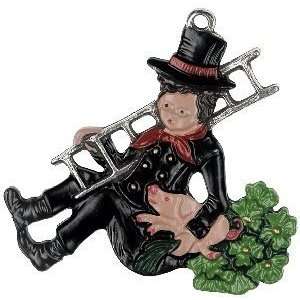 Chimney Sweep with Ladder German Pewter Tree Ornament