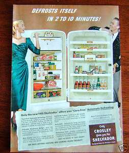 1950 Refrigerator Ad Crosley Shelvador  