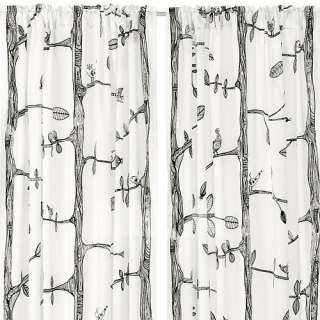 Ikea Eivor pair of curtains 4 PANELS drapes leaf garden white NIP 
