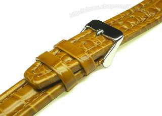 18mm 20mm Brown Gator Grain Leather Watch Band Strap  
