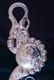 Rare sterling silver double mounted custom hand made engraved show bit
