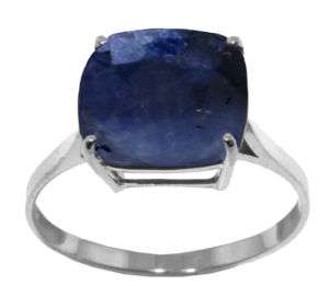 Natural Blue Sapphire Solitaire Cushion Cut Ring Stamped 14K. Solid 