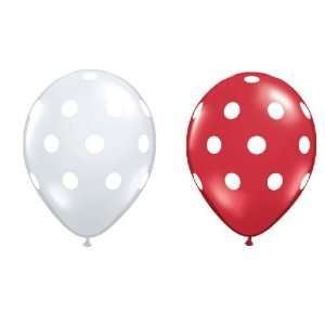   24ct Assorted Red and Clear Polka Dot Latex Balloons 