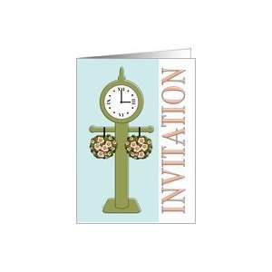  Bridal Shower Invitations Coral Pink Clock Tower Card 