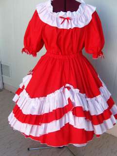 SaSabobs 2 pc red & white square dance dress   L  