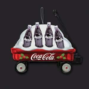  Pack of 8 Glass Coca Cola Bottles in Wagon Christmas 