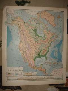 1872 ANTIQUE PHYSICAL MAP NORTH AMERICA UNITED STATES N  