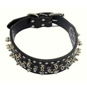   Genuine Leather Ribbon Dog Collar with Crampons On