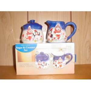    Snowman & Penguin Creamer & Sugar with Lid Set 