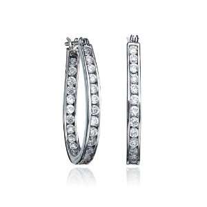   Crislu Horseshoe Shaped, Channel Set Hoop Earrings (2.8 cttw) CRISLU