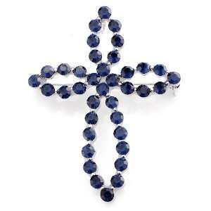  Austrian Crystal Montana Blue Cross Pin Brooch & Pendant Jewelry