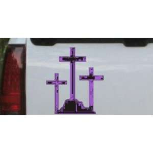Three Crosses Christian Car Window Wall Laptop Decal Sticker    Purple 