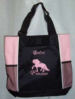 Friesian Draft Horse Pink Black Tote bag harness NEW  