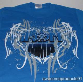 New IKON Tribal Dragon Blue MMA/UFC T Shirt size MED  