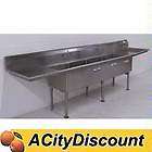   EDWARDS MANUFACTURING 4 COMP S/S WARE WASH DISH SINK W DRAINBOARDS
