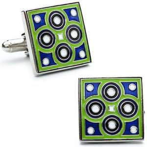  Green Quad Circles Cufflinks Cuff Links Jewelry