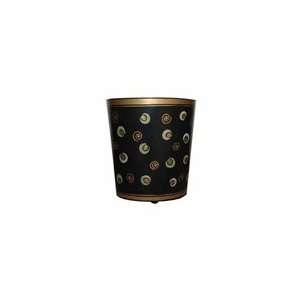  Oval Wastebasket Black, Gold and Green by Worlds Away WB 