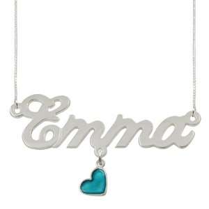 Sterling Silver Personalized Name Necklace with Enamel Heart  Custom 