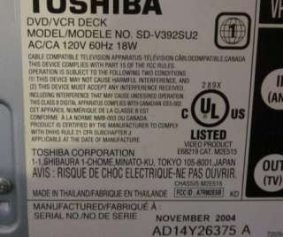 Toshiba SD V392SU2 Hi Fi DVD Player VHS VCR Video Cassette Recorder 