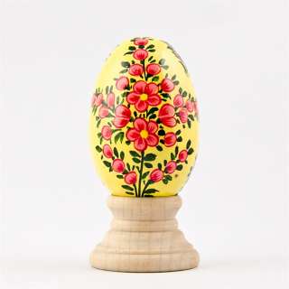 Flowers on Yellow Easter Egg, Hand Painted Easter Egg  