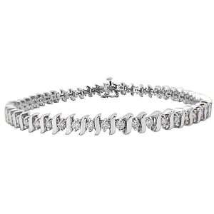  10k White Gold Diamond S Link Tennis Bracelet (2 cttw, I J 