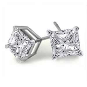   20Ct Princess Diamond Solitaire Stud Earrings 925 Sterling Jewelry