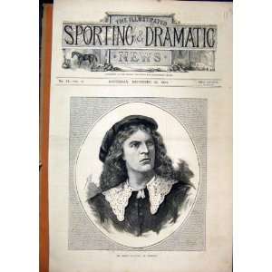 1874 Portrait Barry Sullivan Hamlet Theatre Old Print 