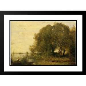 Corot, Jean Baptiste Camille 24x19 Framed and Double Matted Wooded 