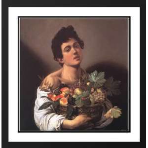 Caravaggio 28x28 Framed and Double Matted Boy with a Basket of Fruit