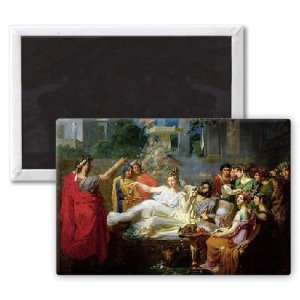 The Sword of Damocles (oil on canvas) by   3x2 inch Fridge Magnet 