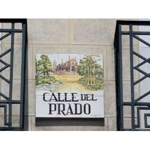 Close Up of a Tile Street Sign, Calle Del Prado, Centro, Madrid, Spain 