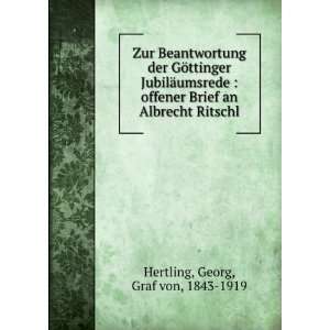   Brief an Albrecht Ritschl Georg, Graf von, 1843 1919 Hertling Books