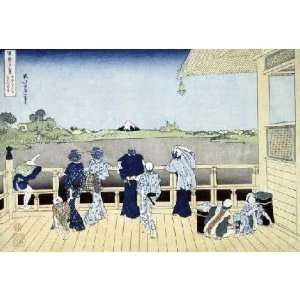  The Sazai Hall of the 500 Rakan Temple by Hokusai. Size 22 