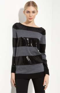 Alice + Olivia Evan Sequin Stripe Sweater  