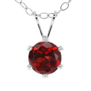  1.00 Ct Round 6mm Red Garnet Sterling Silver Pendant With 