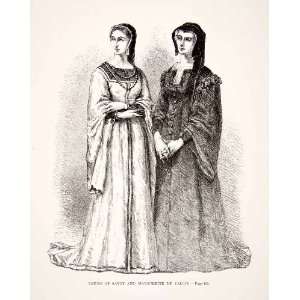  1875 Woodcut Louise Savoy Marguerite Valois Regent Queen 