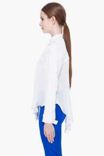 Karolina Zmarlak White Silk Pleat Blouse for women  
