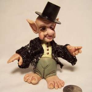 OOAK,troll / gnome miniature ooak polymer posable 4.25 adorable 