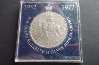 1952 1977 QUEEN ELIZABETH II SILVER JUBILEE CROWN CASED COIN  
