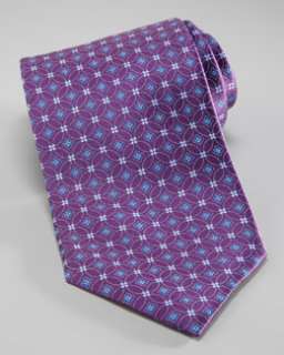 N1PQ1 Brioni Interlocking Flower Tie, Purple