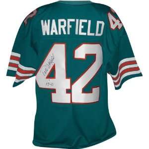 Paul Warfield Autographed Teal Pro Style Jersey with 17 0 Inscription