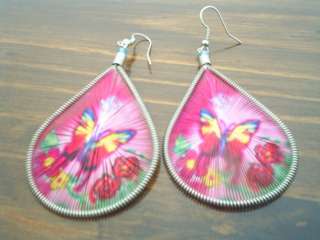 Butterfly thread earrings, dangle peruvian jewelry handmade PERU