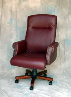 Genuine Leather Burgundy Executive Office Chair  