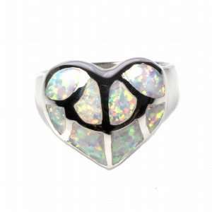   15mm Heart Shaped White Lab Opal Ring (Size 6   9)   Size 6 Jewelry