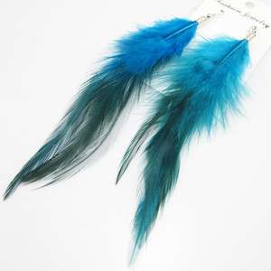   NEW 100% Handmade lake blue Dangle Eardrop Genuine feathers earrings