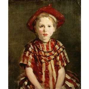  Little Girl In Red Stripes by Robert Henri. Size 8.13 X 10 