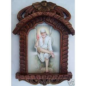 Sai Baba giving blessing, Painting in Traditional Jarokha